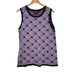 Pendleton Blue Plaid Sleeveless Sweater Vest Size 1X Silk Cotton